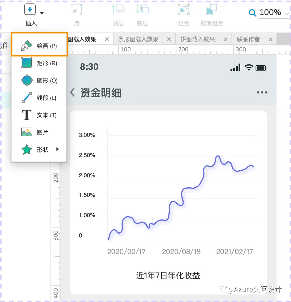 【Axure交互教程】图表载入效果（柱状图/折线图/饼图）