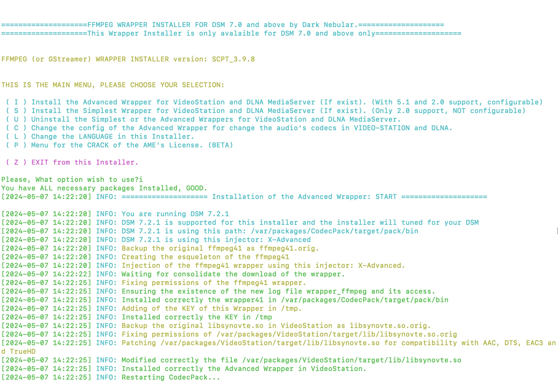 群晖920+升级DSM7.2后Video Station不能播放mkv、DTS、EAC3、ACC音轨视频的最有效最详细的解决方案