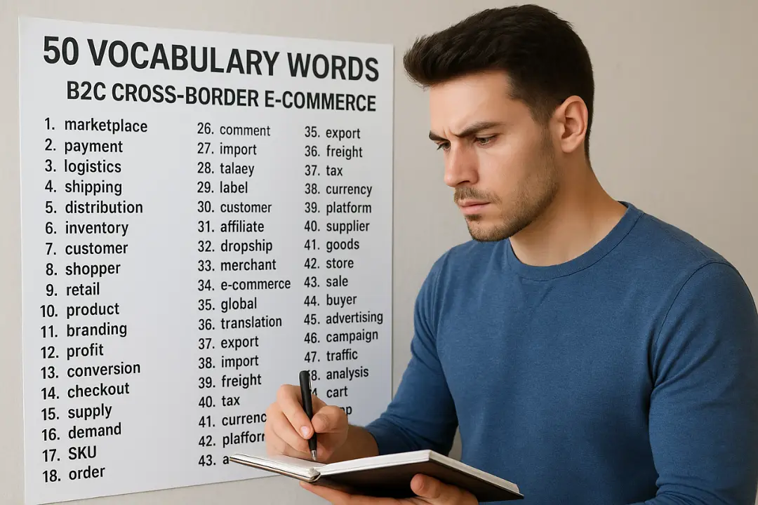 %title插图%num 跨境电商独立站B2C相关的50个英文单词速记法